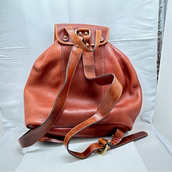 Vintage, Cole Haan, Brown, Heavy Leather Backpack, Double Straps, Unisex - Picture 2 of 10